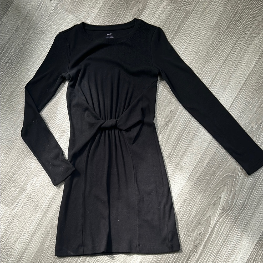 Aerie Ribbed Long Sleeve Twist Front Dress